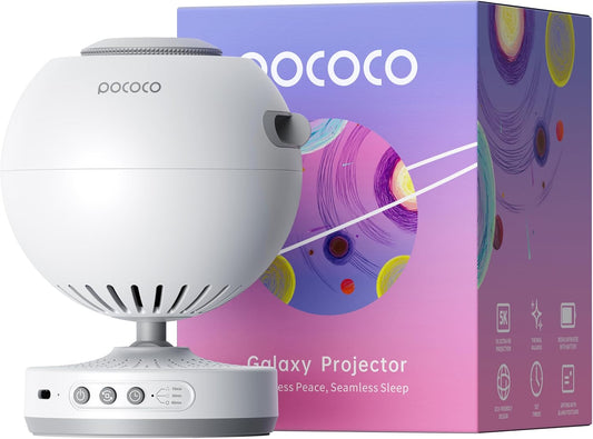 POCOCO Galaxy Star Projector for Bedroom with Replaceable Optical Film Discs, Home Planetarium Night Light Projector with High-Definition Soft Light for Relax, Study, and Meditate, Stress Relief Gifts