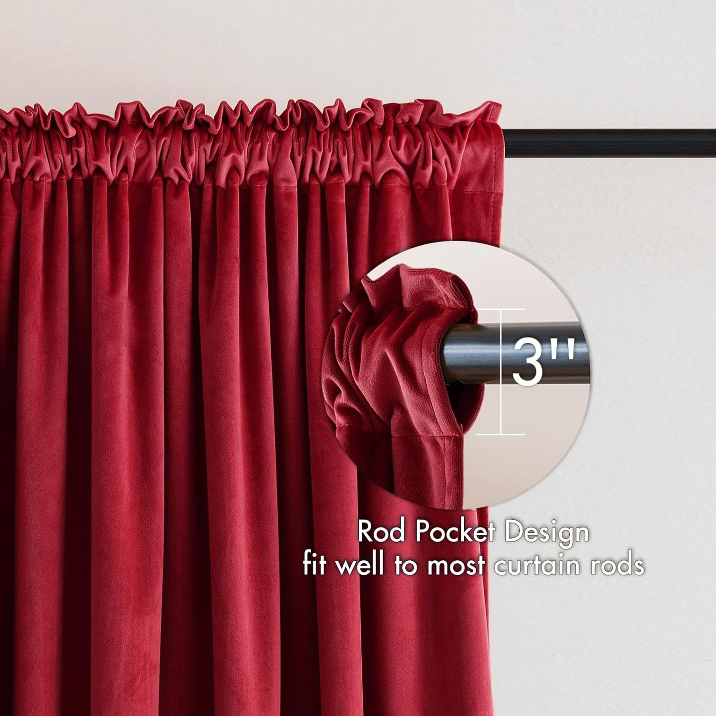 MIULEE Christmas Red Velvet Curtains Thermal Insulated Blackout Curtain Drapes for Bedroom Living Room Darkening 90 Inches Long Curtains Panels Rod Pocket Set of 2