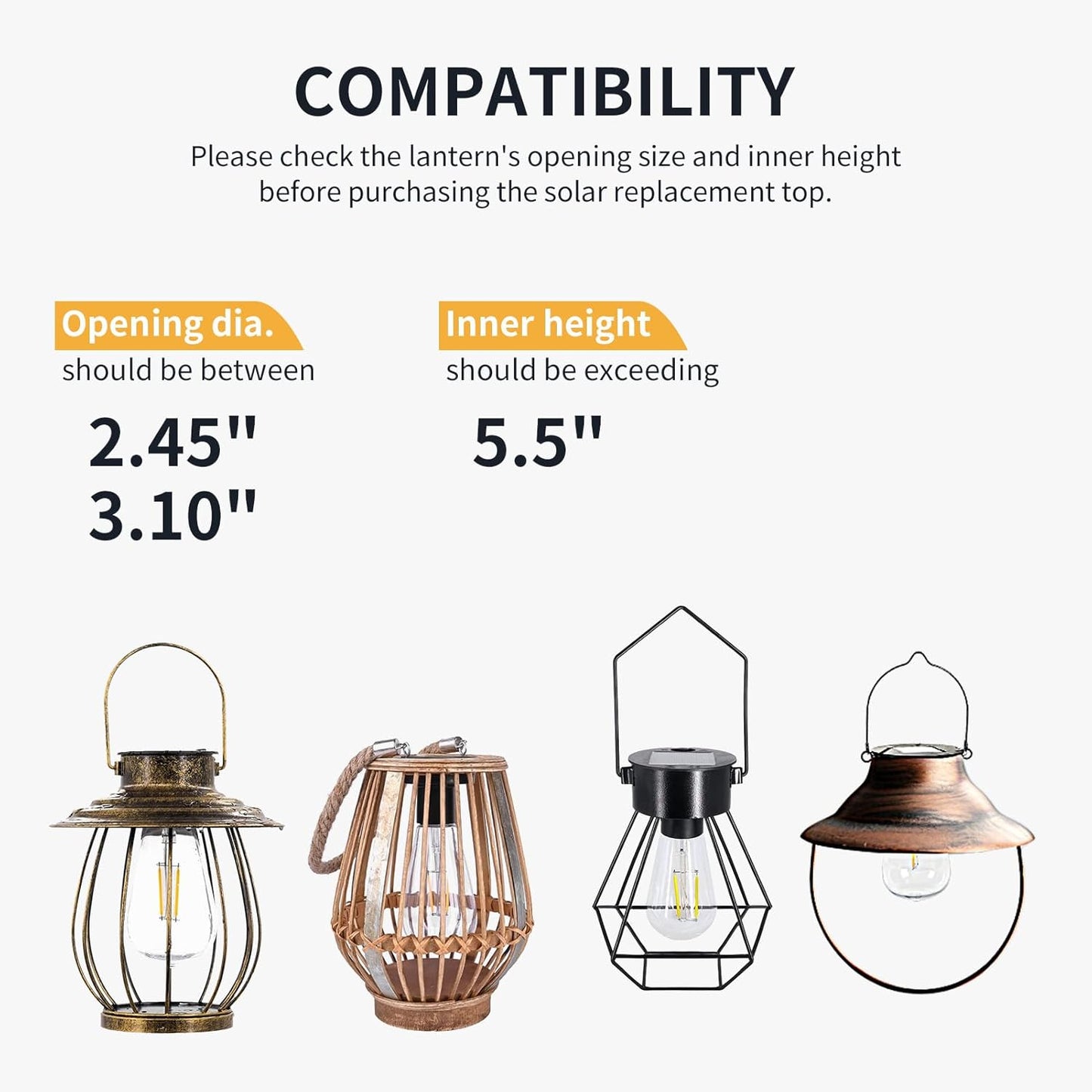 Replacement Solar Light Parts-Solar Lanterns Outdoor Waterproof Two Sizes for Versatile Switching 1 Pack They Can Serve As Accessories Or Stand Alone As Lanterns