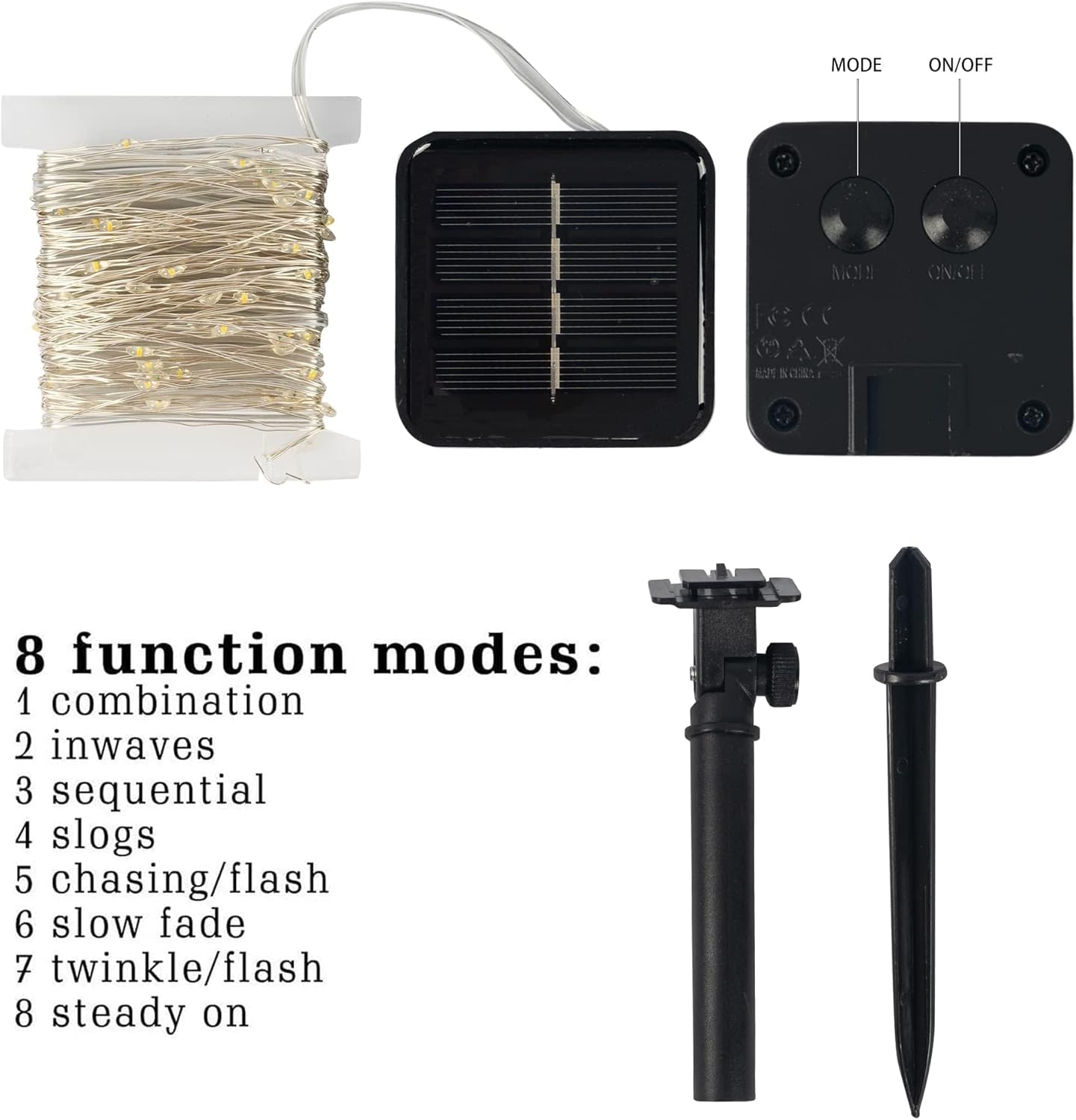 Dazzle Bright 4 Pack Solar String Lights Outdoor, Total 160FT 480LED Solar Powered Waterproof Fairy Lights 8 Modes, Silver Wire Lights for Christmas Patio Party Tree Yard Decoration (Warm White)