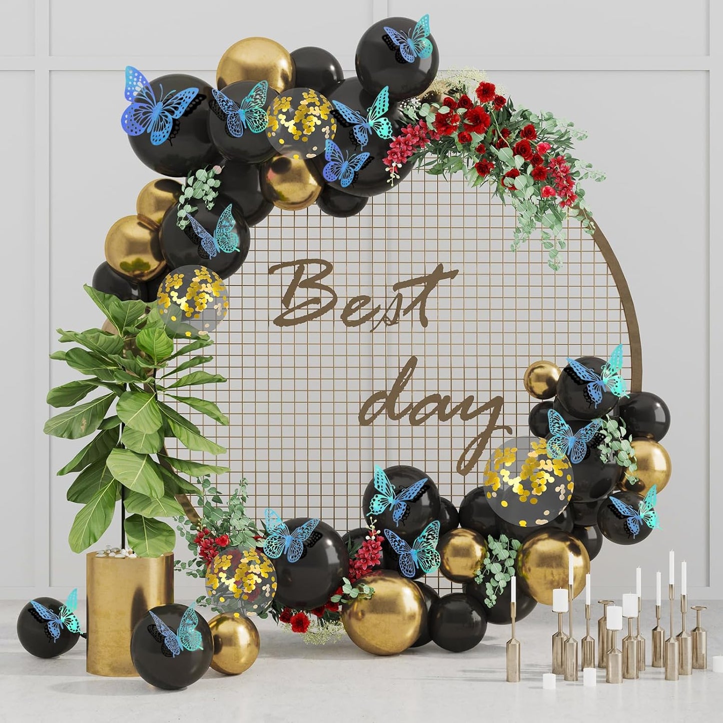 SAOROPEB 3D Butterfly Wall Decor - 48 Pcs, 4 Styles, 3 Sizes - Removable Stickers for Birthday & Party Decorations