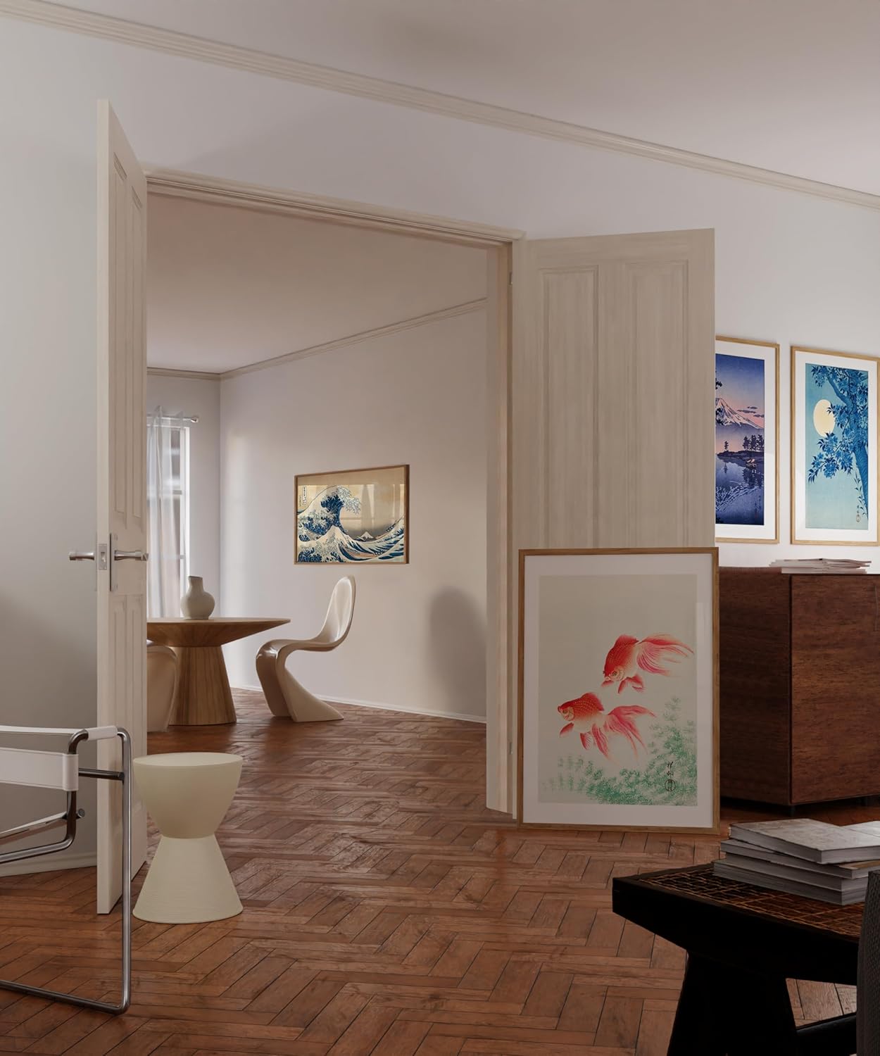 HAUS AND HUES Square Picture Frames 24 x 36 Set of 9 - Photo Gallery Wall Frame Set, Wood 24x36 Frames, 24 x 36 Frames Gallery Wall Set, 24x36 Frame with Mat, Square Frames 24x36 (Beige Oak Frames)