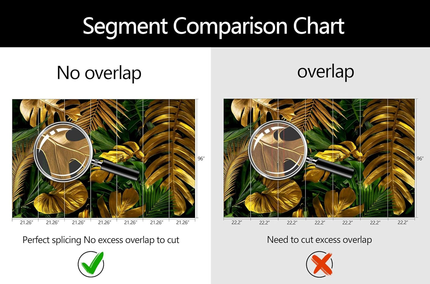 WFBHUA-Gold and Green Tropical Jungle Palm Leaf Wallpaper Mural Monstera Wall Mural for Living Room Bedroom (Not Peel and Stick)