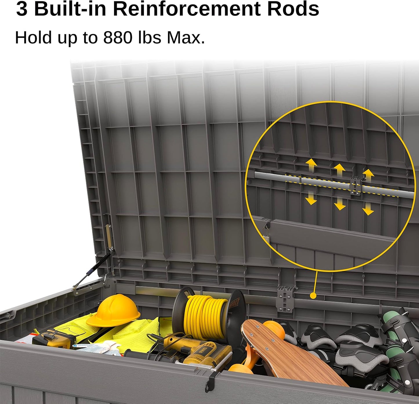 EAST OAK Outdoor Storage Box, 230 Gallon Deck Box,Grey - Lockable, Waterproof, UV-Resistant Large Storage Container for Patio Cushions & Garden Tools.