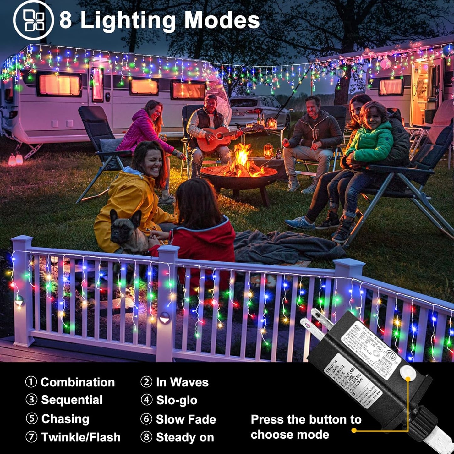 99ft Colored Christmas Lights Outdoor, 1216 LED Icicle Lights for Outside House with Clear Wire 8 Modes Timer, Plug in Waterproof for Home Holiday Eaves Yard Party Tree Room Wall Indoor Decoration