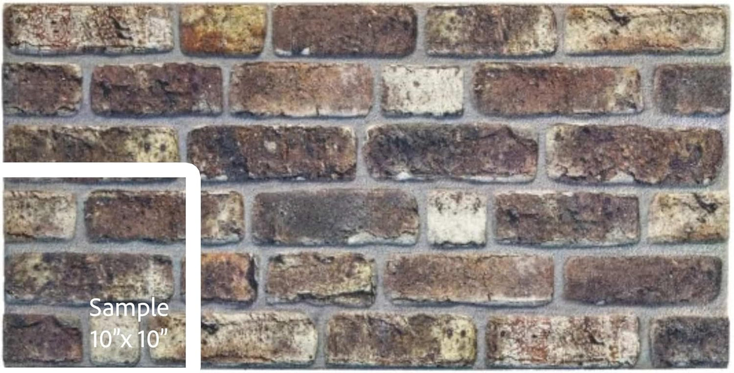 Dundee Deco 3D Wall Panels Faux Brick - Cladding Grey Brown Stone Look Wall Paneling, Styrofoam, Sample, Size 10 x 10 in.