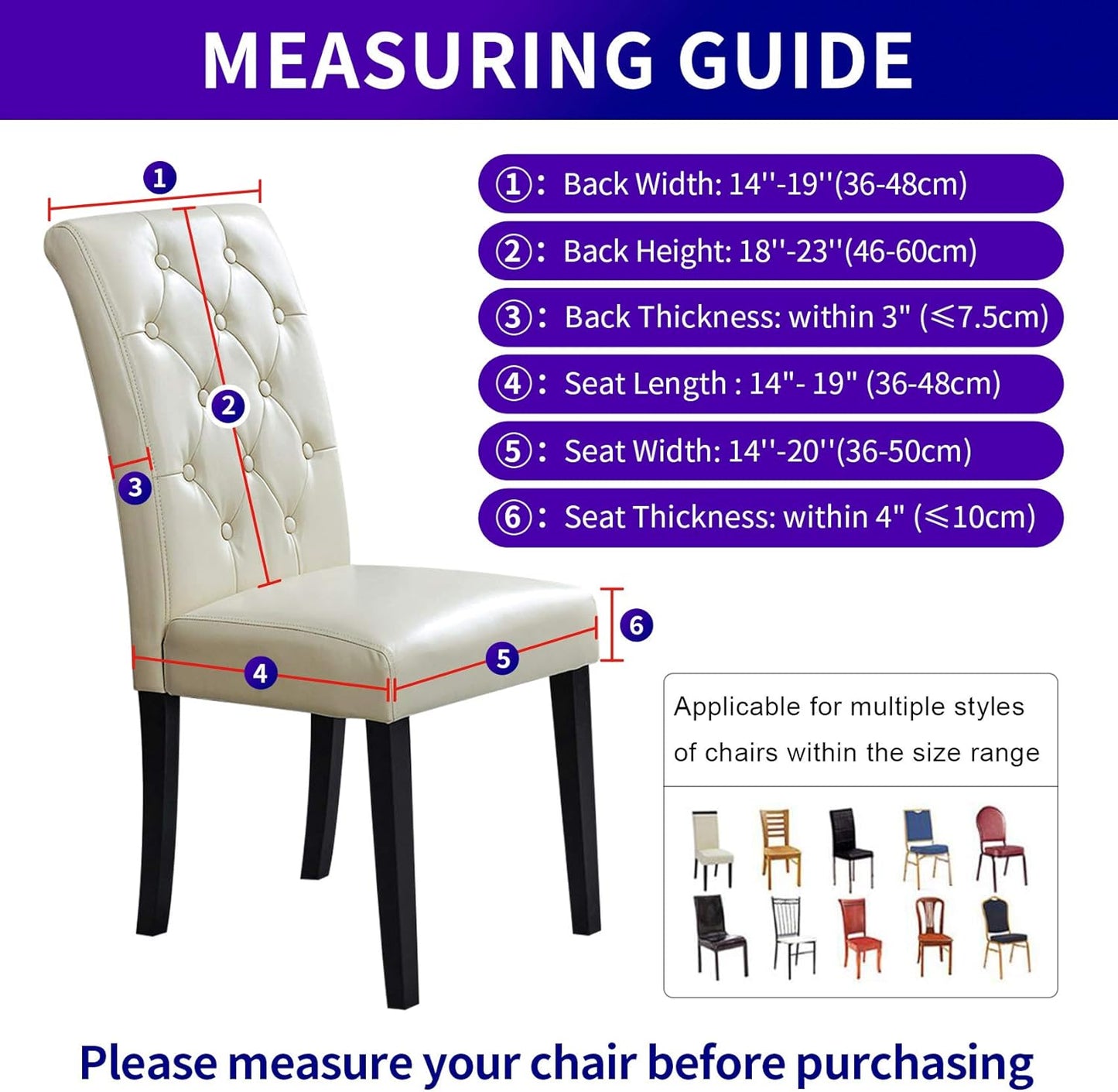 Howhic Stretch Chair Covers for Dining Room Set of 4, Removable Washable Dining Room Chair Covers, Dining Chair Slipcovers Seat Protector, Great Home Decor and Banquet Upholstery (Navy, 4 Pack)