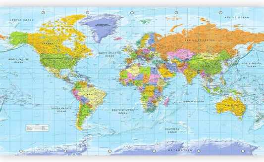 artgeist Wall Mural World Map 193x110 in - XXL Peel and Stick Self-Adhesive Foil Wall Mural Removable Sticker Premium Print Picture Image Design Home Decork-A-0094-x-a