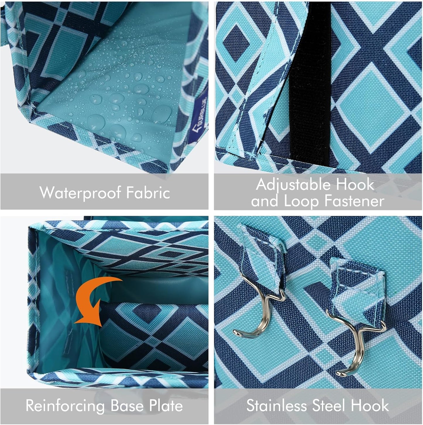 Surblue Caddy Hanging Organizer Bedside Storage Bag for Bunk and Hospital Beds, Blueplaid, Small