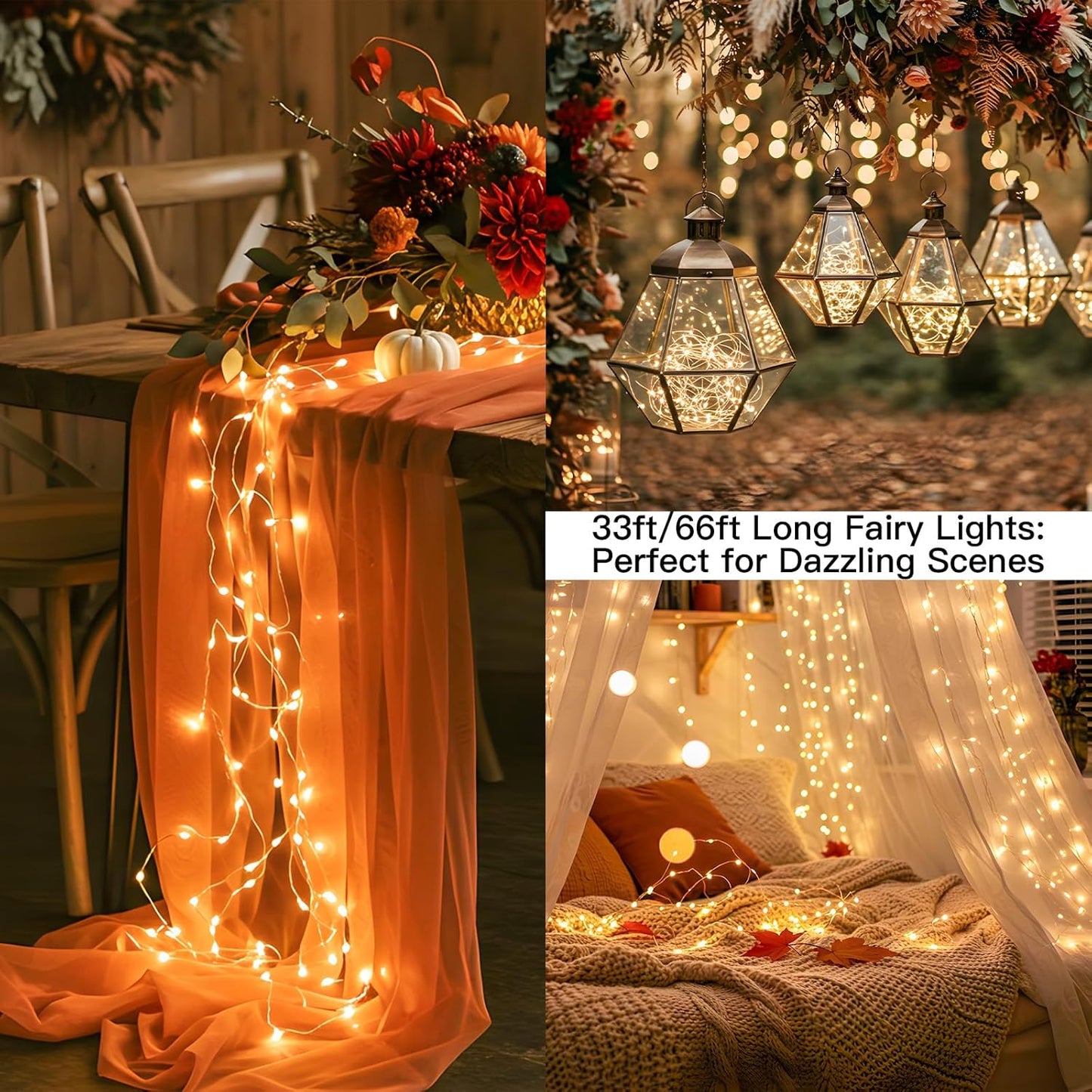 suddus 33ft 100 LED Outdoor String Lights, Warm White Fairy Lights Battery Operated with Remote, Led Twinkle Lights for Bedroom, Dorm, Backyard, Wedding, Tree, Mason Jar, Wall, Christmas