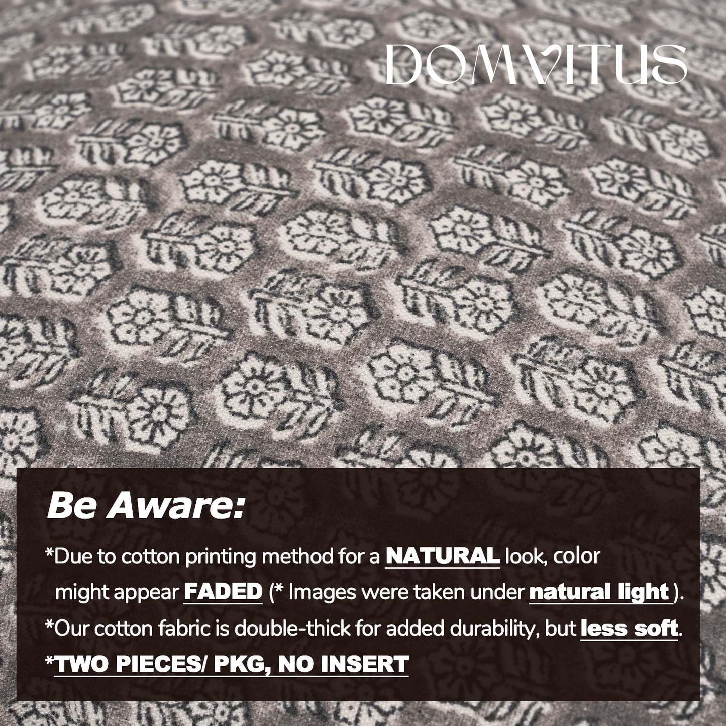 DOMVITUS Floral Pillow Covers Set of 2, Throw Pillow Covers 20x20, Floral Print Neutral Accent Decorative Pillow Covers for Living Room, Bed, Light Taupe