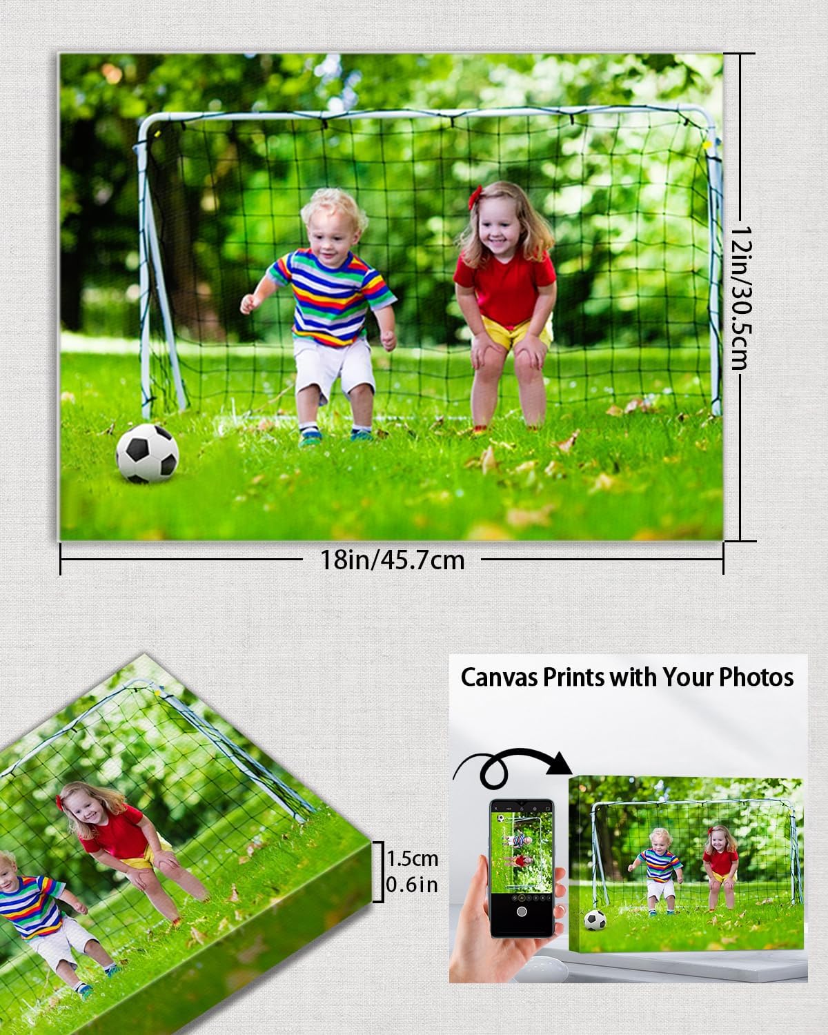 AbcCustomize Canvas Prints with Your Photos, Custom Canvas for Living Room and Bedroom Decor, Personalized gifts for Friends Lover and Family, Canvas Wall Art for Gifts & Keepsakes, Ready to Hang