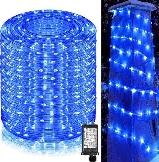 Rope Lights for Outside, 164FT 500 LED Rope Lights Outdoor Waterproof, 8 Modes Plug in String Lights for Indoor Bedroom, Garden, Deck, Patio, Pool, Landscape, Party Decorations - Blue