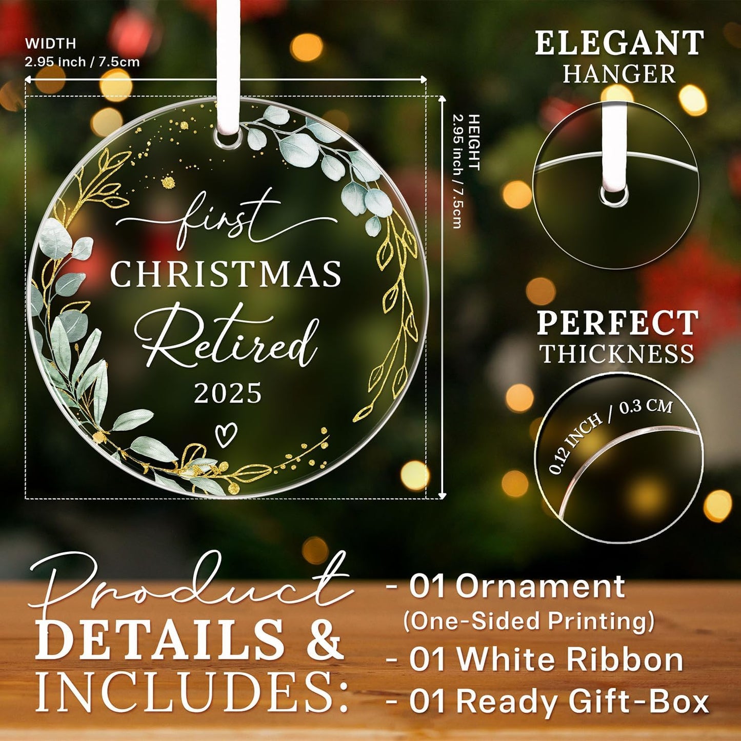 HEXMOZ Retirement Gifts for Women, Men 2025 - First Christmas Retired Ornament 2025 - Retired Gift for Coworker, Boss, Employee, Teacher, Nurse, Woman, Man - Acrylic Ornament Keepsake