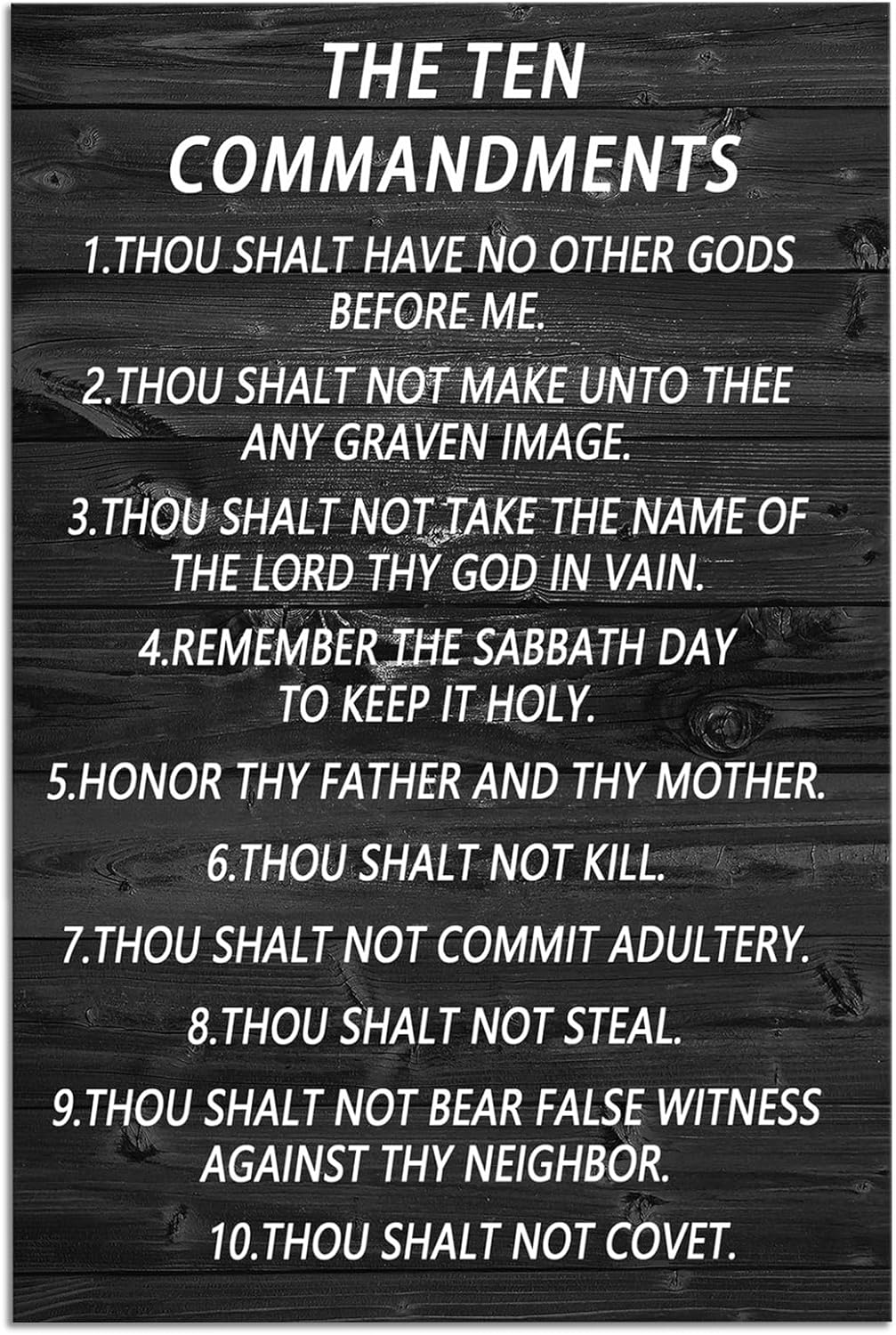 Motivational Wall Art Office Decor The Ten Commandments Christian Religion Pictures Theme Inspirational Canvas Posters Prints Framed for Bedroom Living Room Wall Decor Artwork Framed [12''Wx 18''H]