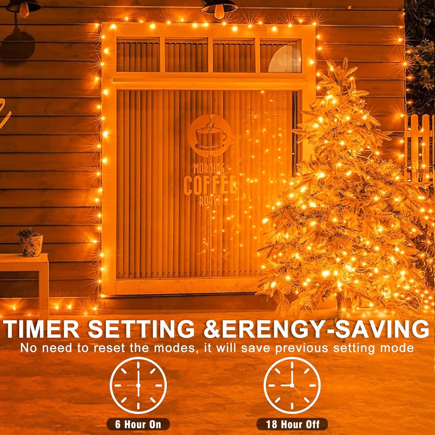 250 LED Orange Lights for Halloween, 82 FT Halloween Lights Indoor Outdoor Clear Wire with 8 Modes, Plug in Waterproof Orange String Light for Christmas Tree Party Thanksgiving Decorations