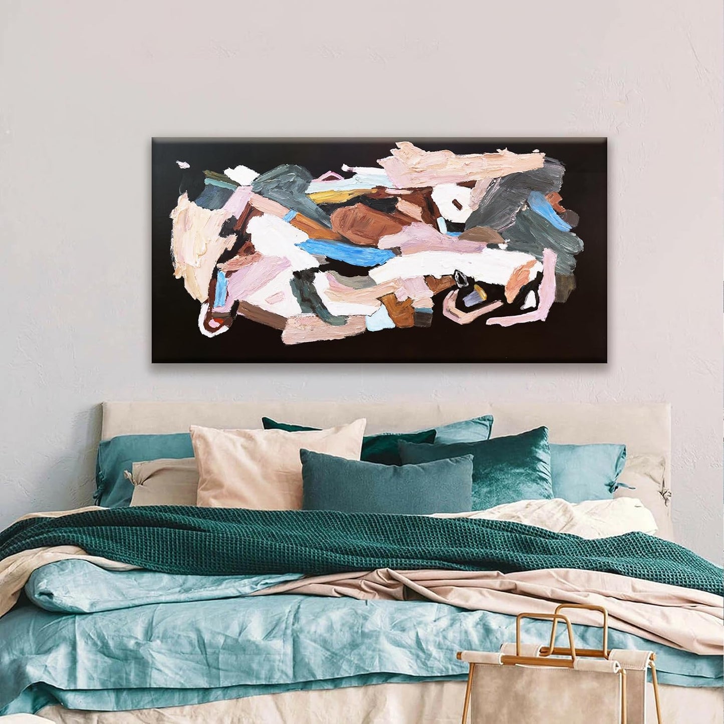 TAIJXAGSG Abstract Canvas Art Wall Decor Modern Minimalist Artwork Paintings Black Wall Art Prints Colorful Abstract Wall Art Line Art Bedroom Kitchen Office Bathroom Decor 20" × 40"