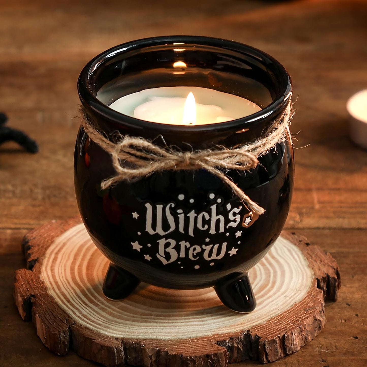 Halloween Candle,Witch Cauldron Candles with Ghost,Pumpkin Scented Candle for Spooky Halloween Decor,Gothic Witch Décor Decorations