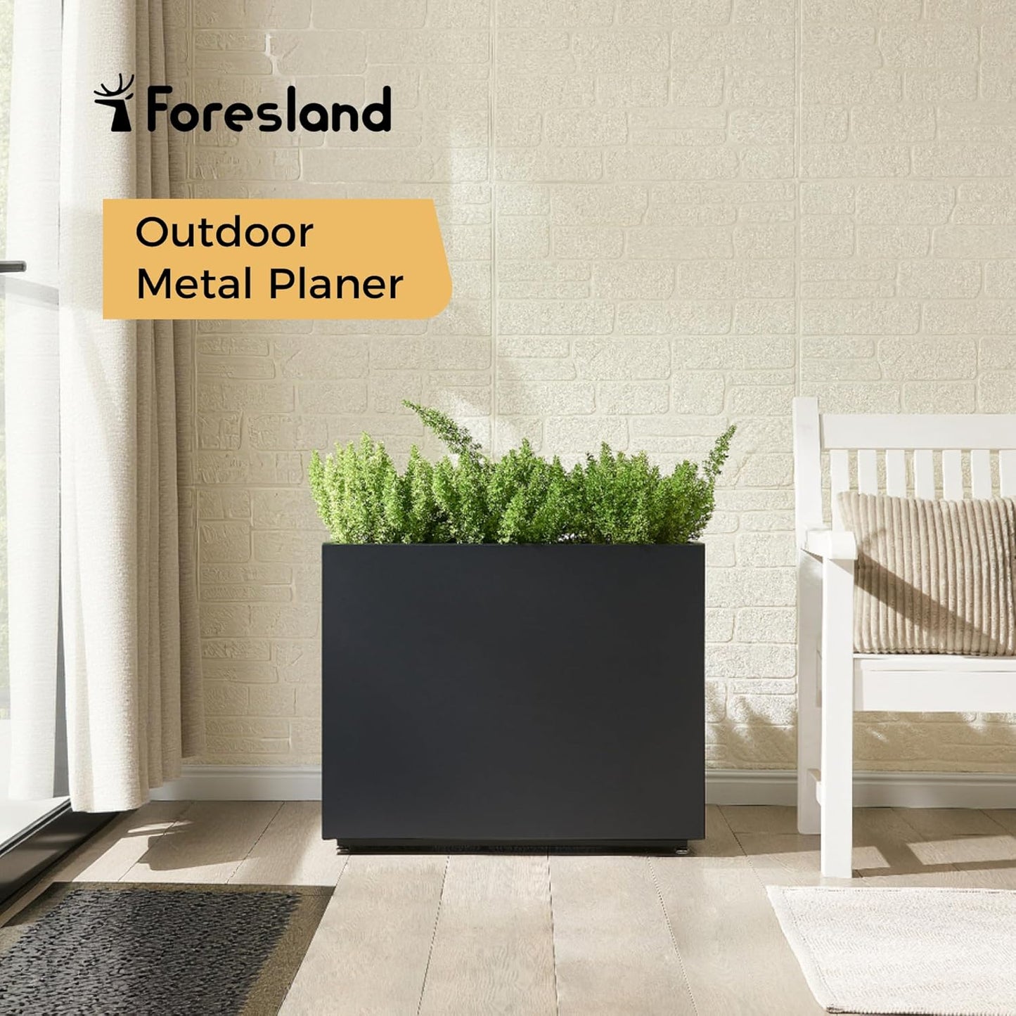 Tall & Long Metal Divider Planter 30W x 11D x 24H, Easy 5-Min Assembly, Outdoor Span Rectangular Planter Box with with Middle Shelf & Adjustable Feet, Versatile for Garden, Yard and Patio, Black