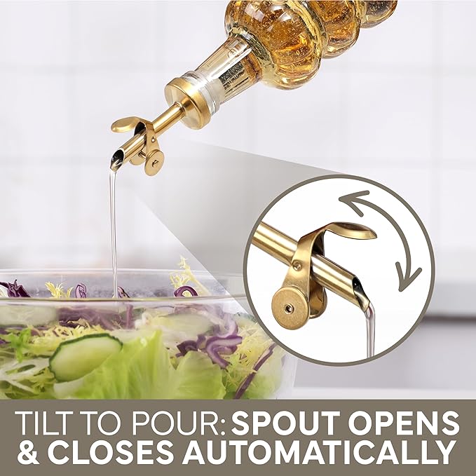 COOK WITH COLOR Glass Olive Oil Bottle Dispenser - 2 Pack- 17oz Oil and Vinegar Cruet - Olive Oil Carafe Decanter for Kitchen