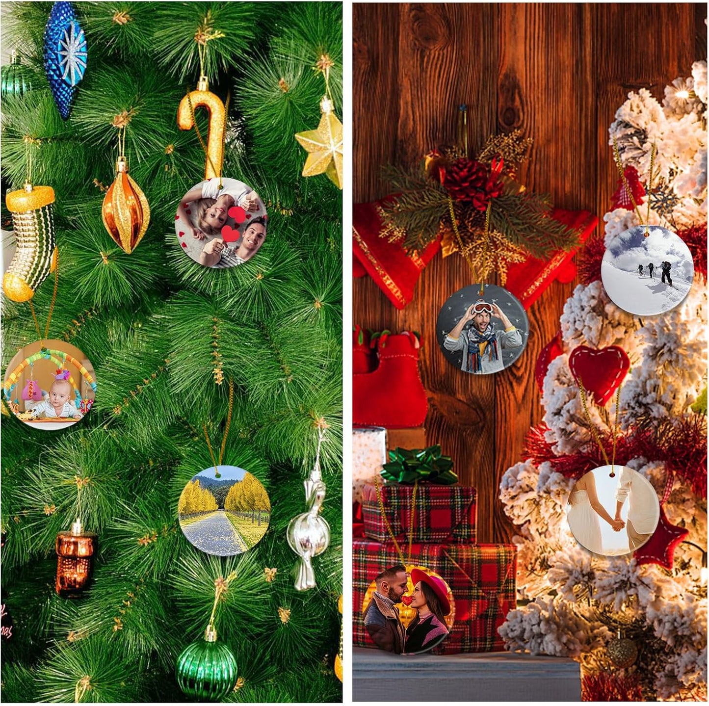 Sublimation Blanks Ornament Bulk 25pcs Personalized Christmas Ornaments Set Ceramic Ornaments White Sublimation Discs for Christmas Tree Decorations Wedding Birthday Gifts for Women Men 3"