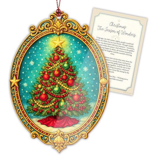 Christmas Tree Ornament – Holiday Decor | Classic Ornament + Family Keepsake – Christmas Ornament 2025 – Suncatcher Effect Stained Glass Window Hanging – Car Hanging Decoration
