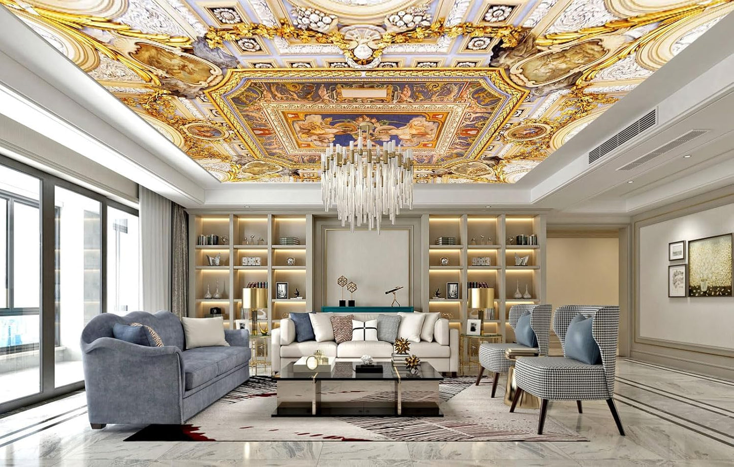 Gold Jesus Christ Religious Fine Decorative Wall Mural for Interior Ceiling and Backdrop Murals（Not Peel and Stick）