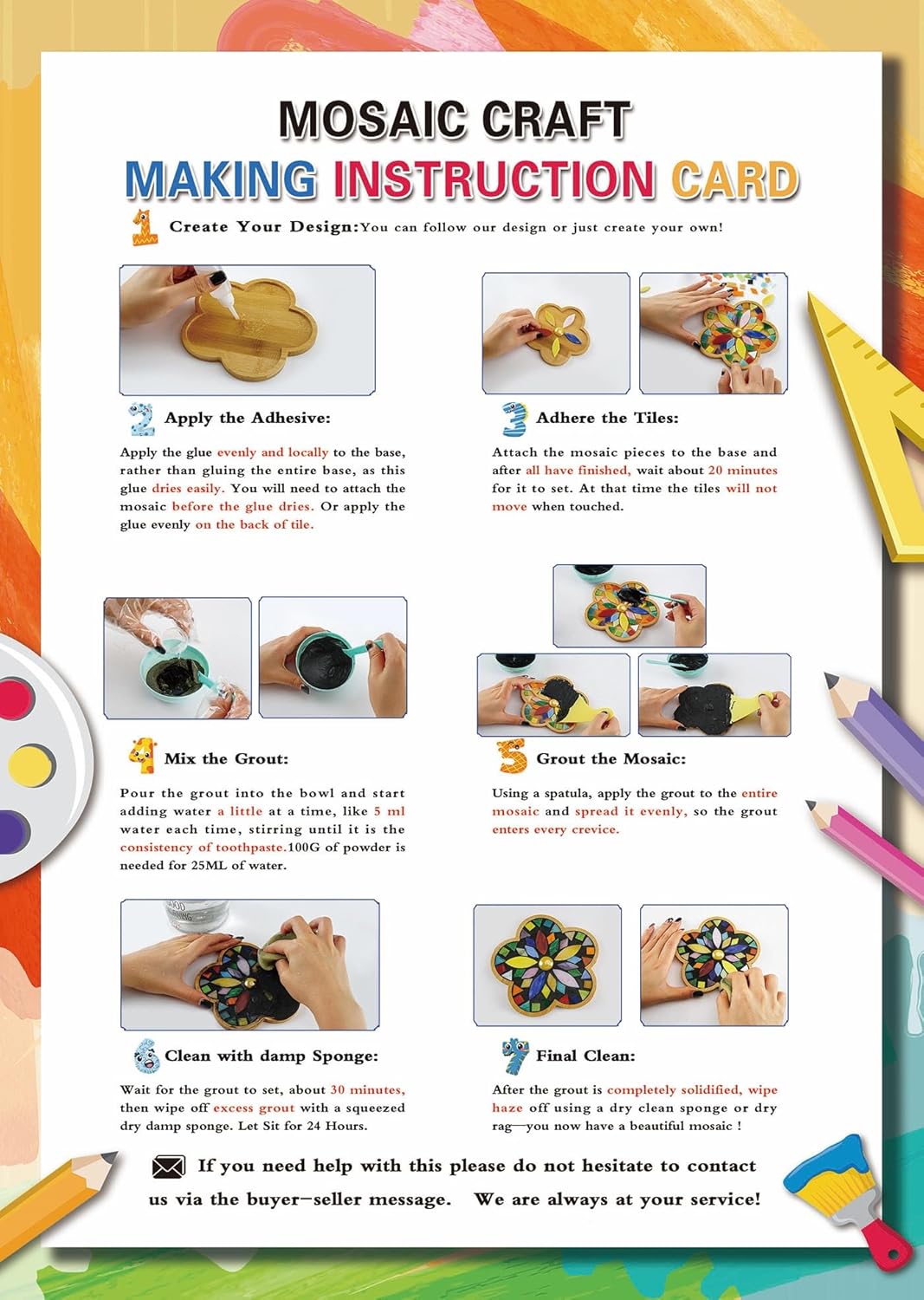 Lanyani 2 Sets of DIY Mosaic Craft Kits Mosaic Tiles Coaster Kit Make Your Own Mosaic Project Handmade Craft Set with Stained Glass Mosaic Tile Pieces for Decoration and Gift