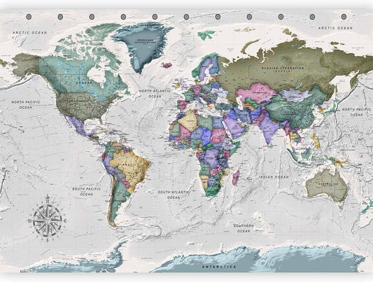 artgeist Premium Wall Mural World Map 138x101 in - XXL Non-Woven Wallpaper Fleece Wall Decor Photo Print Picture Image Design Home Map of The World k-A-0380-a-a