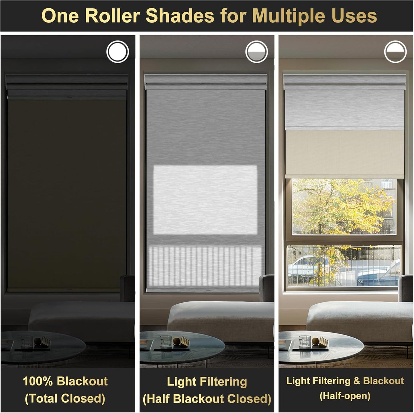 BERISSA Dual Roller Shades with Cassette Valance, Double Blackout & Light Filtering, Day & Night Shades for Home Office. Beige Linen & White, Custom Sizes