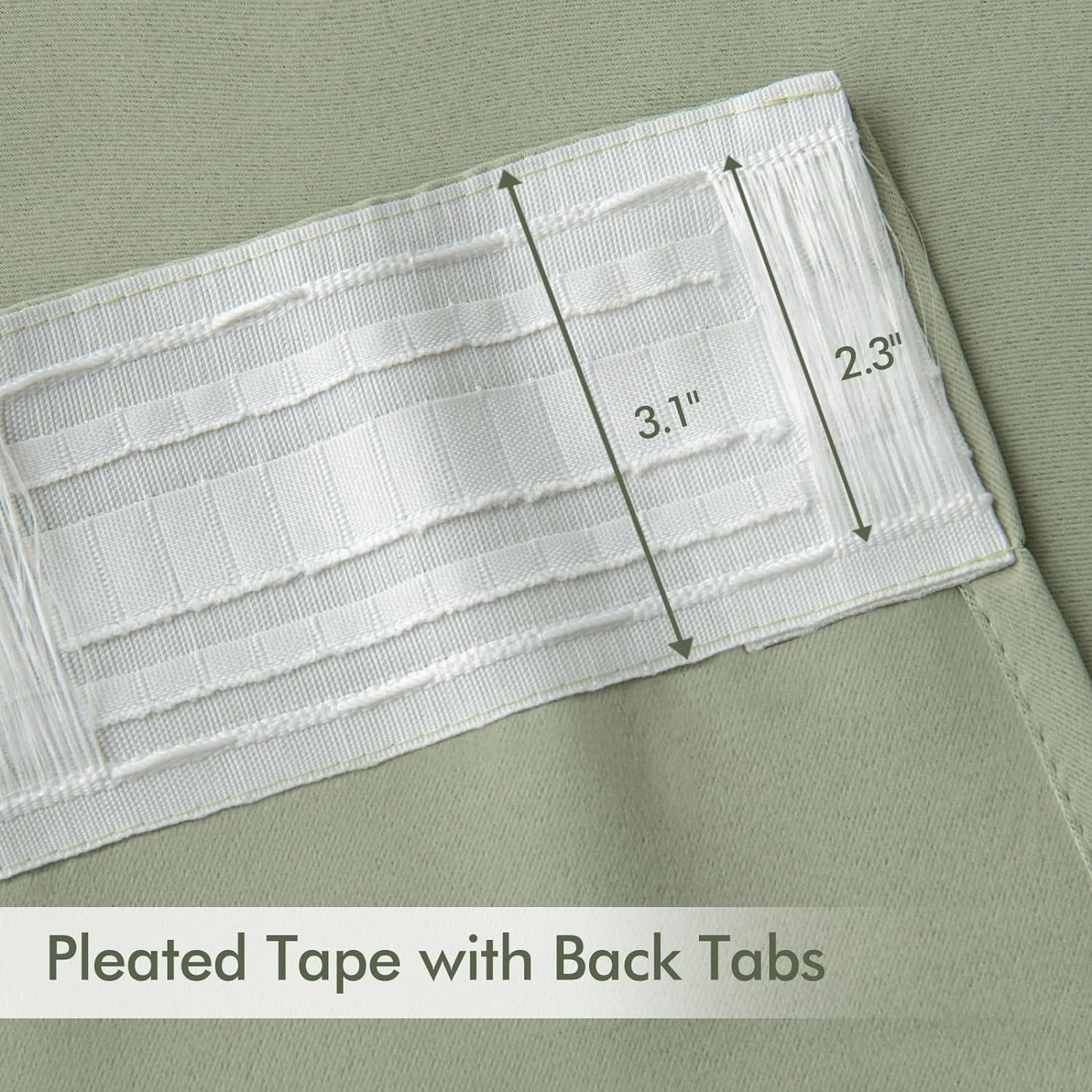 MIULEE Back Tab Sage Green Curtains 96 Inch Long 2 Panels Set for Living Room Bedroom, Rod Pocket/Pinch Pleated Light Blocking Thermal Insulated Room Darkening Floor to Ceiling Blackout Drapes