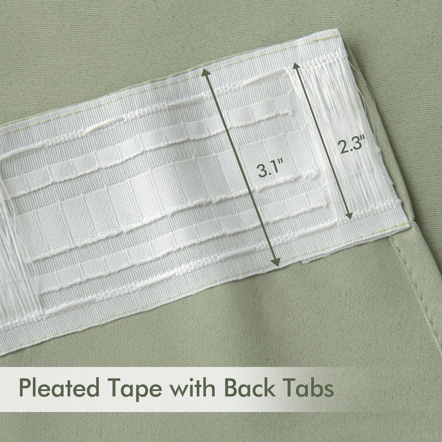 MIULEE Back Tab Sage Green Curtains 90 Inch Long 2 Panels Set for Living Room Bedroom Privacy, Rod Pocket/Pinch Pleated Light Blocking Thermal Insulated Room Darkening Blackout Curtains, 52 x 90 Inch