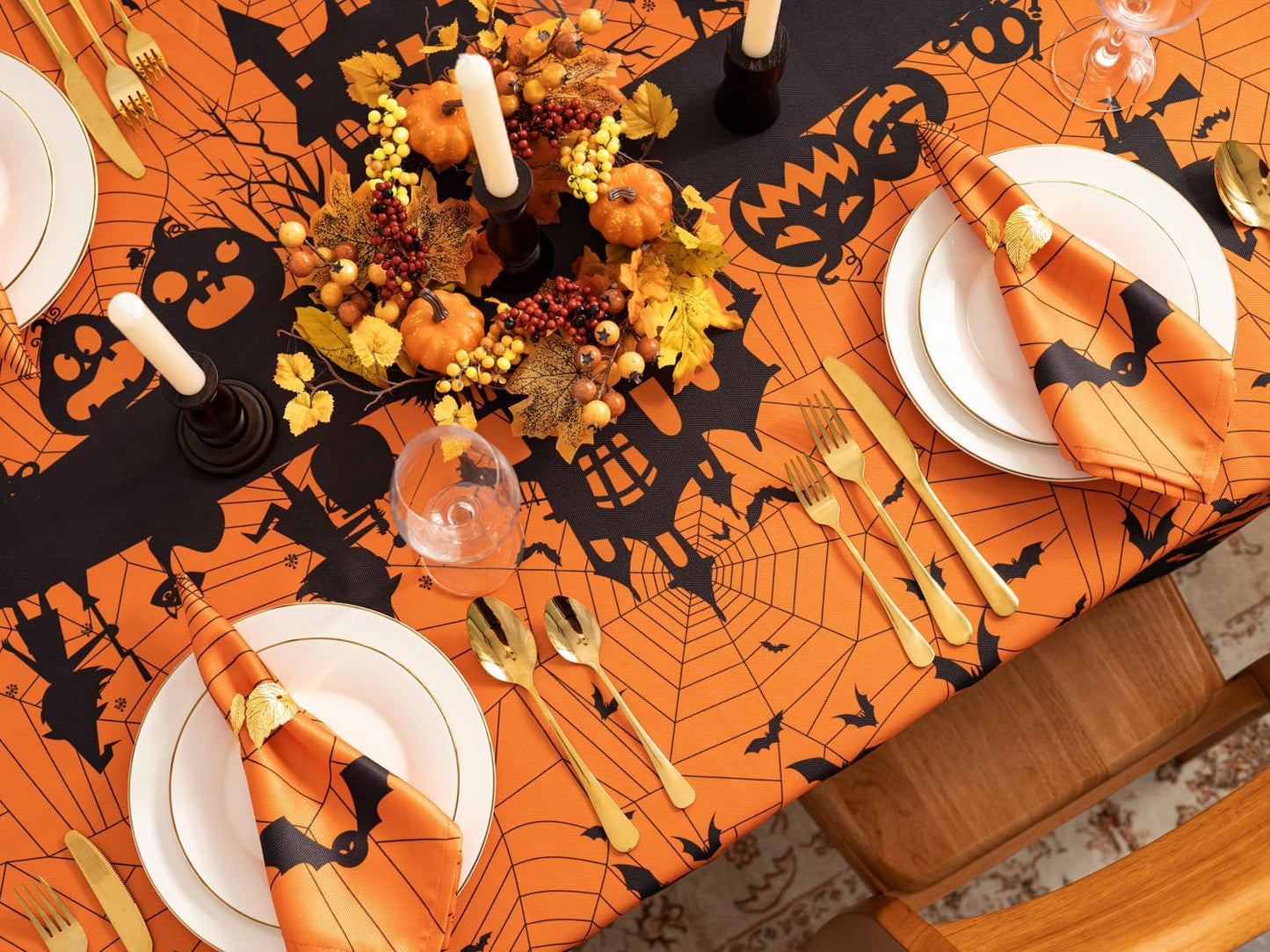 YiHomer Halloween Silhouettes Tabletop for Halloween Decorations, Dinner Parties and Scary Movie Nights, Horror Night, Tablecloth, 52 x 70 Rectangle