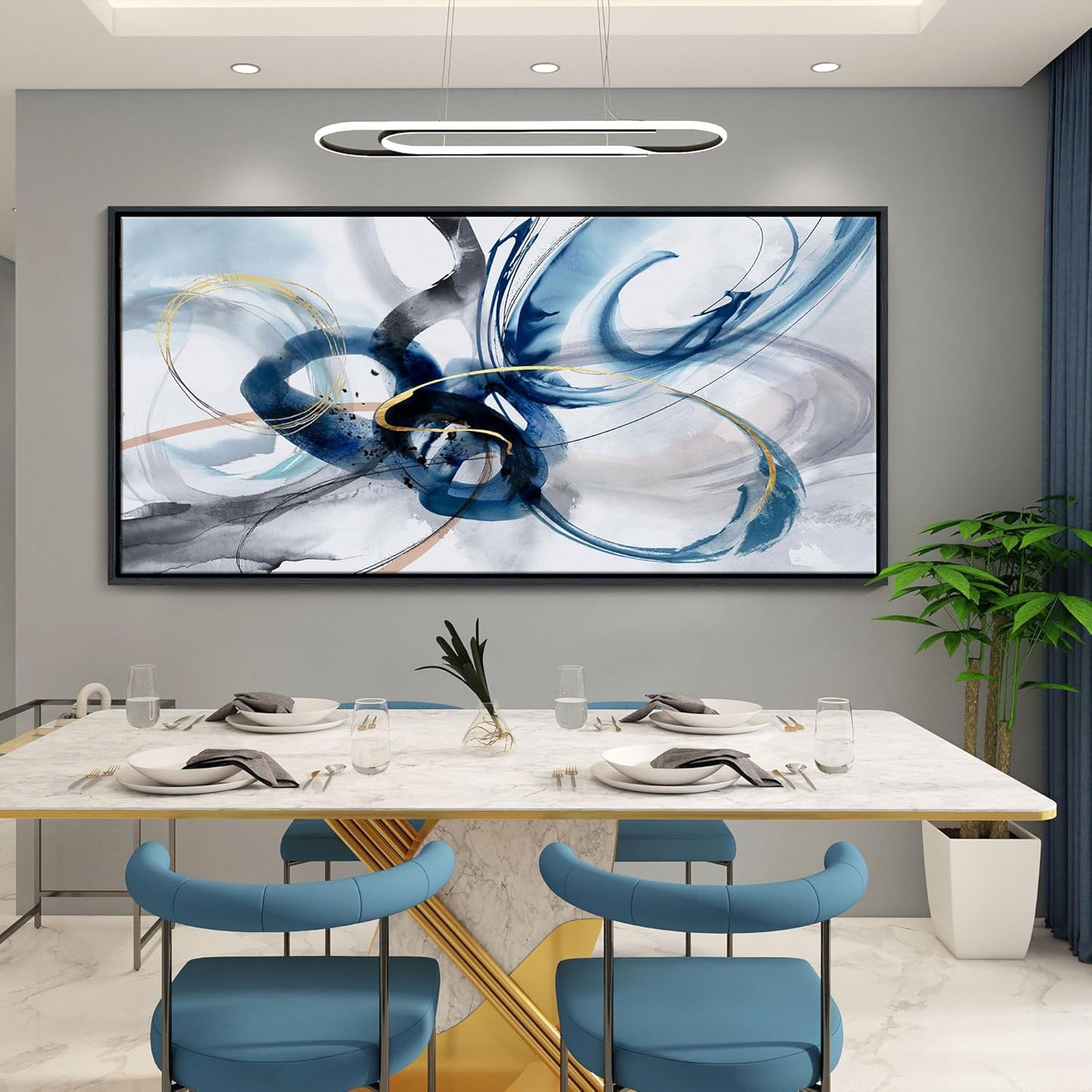 KLAKLA Extra Large Wall Art - Abstract Huge Canvas Picture Wall Decor Living Room Oversized Artwork for Walls Bedroom Office Decoration Modern Frame Wall Art