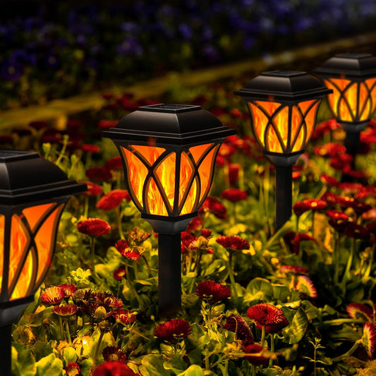 GIGALUMI Solar Lights Outdoor Waterproof, 6 Pack Flickering Flame LED Lights, Garden Decor for Yard, Patio, Landscape, Planter, Walkway