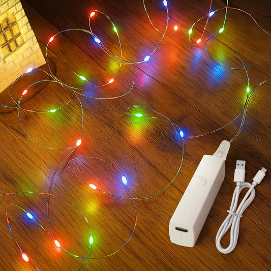 Lakumu Battery Operated String Lights, Twinkle Lights with Timer, Mini LED Fairy Lights for Bedroom, Christmas Decorations, Wedding, Vine, Centerpiece Table Decor (5M/16FT Multicolor)