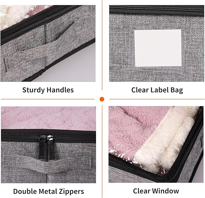 Fixwal 4 Pack Underbed Storage Containers, Below 4.5 Inches Low Profile Under Bed Organizer Clothes Storage Bins with Sturdy Sidewalls and Bottom