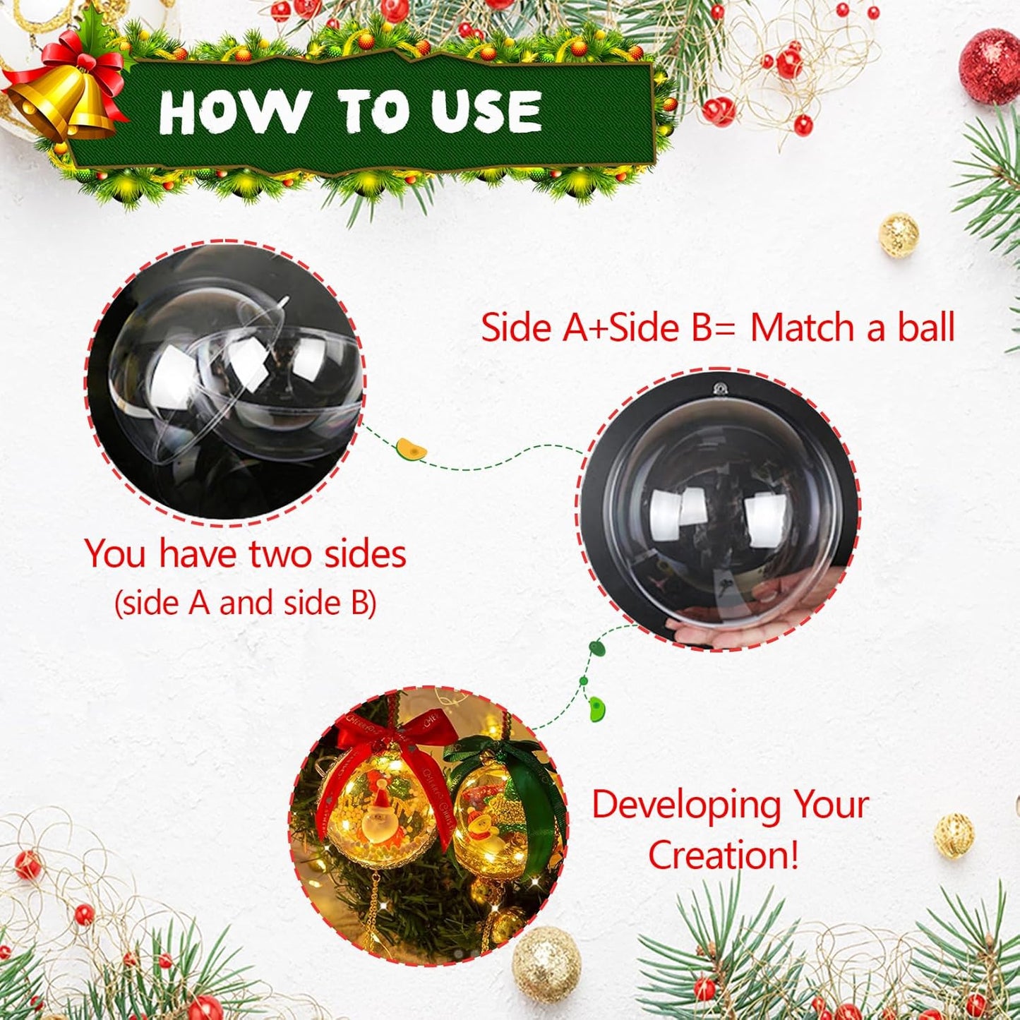 20PCS Christmas Ornaments,6CM Clear Plastic Ornaments Balls,Clear Christmas Ornament for Crafts,Acrylic Fillable Xmas Tree Ornament Balls for DIY,Wedding,Parclearty and Valentine's Day (M-6CM)