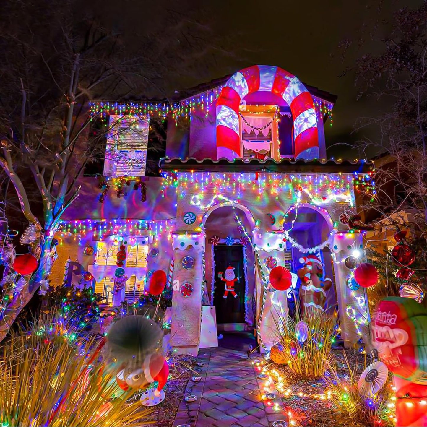 132 ft Christmas Lights -1280 LED Icicle Lights Outdoor with 240 Drops Hanging String Lights, 8 Modes Plug in Waterproof Timer Memory for Holiday Wedding Party Window Garden Decoration (Multicolor)