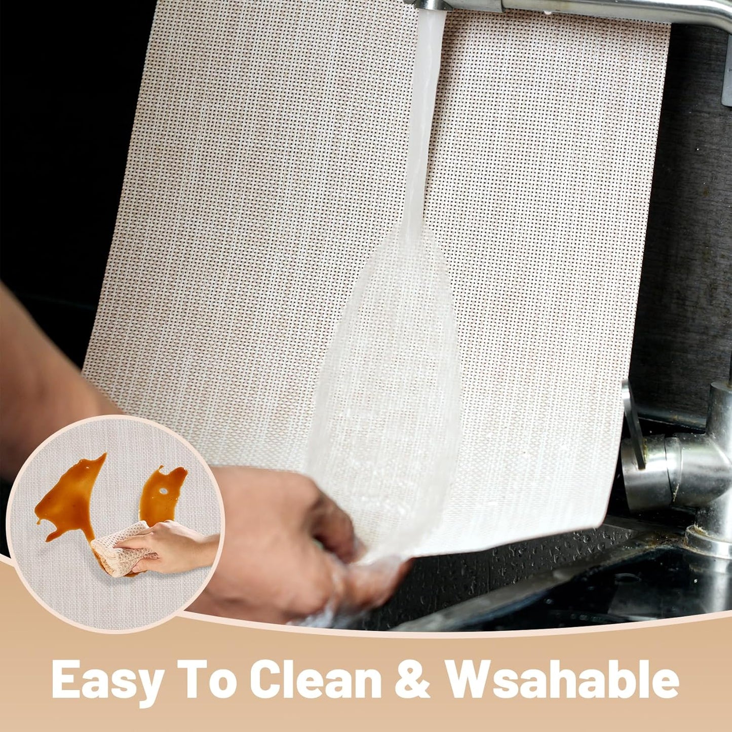 Placemats Set of 8，Non-Slip PVC Weave Table Mats Easy to Clean，Heat Resistant Place Mats for Kitchen Dining Table Decoration Indoor Outdoor，Beige White