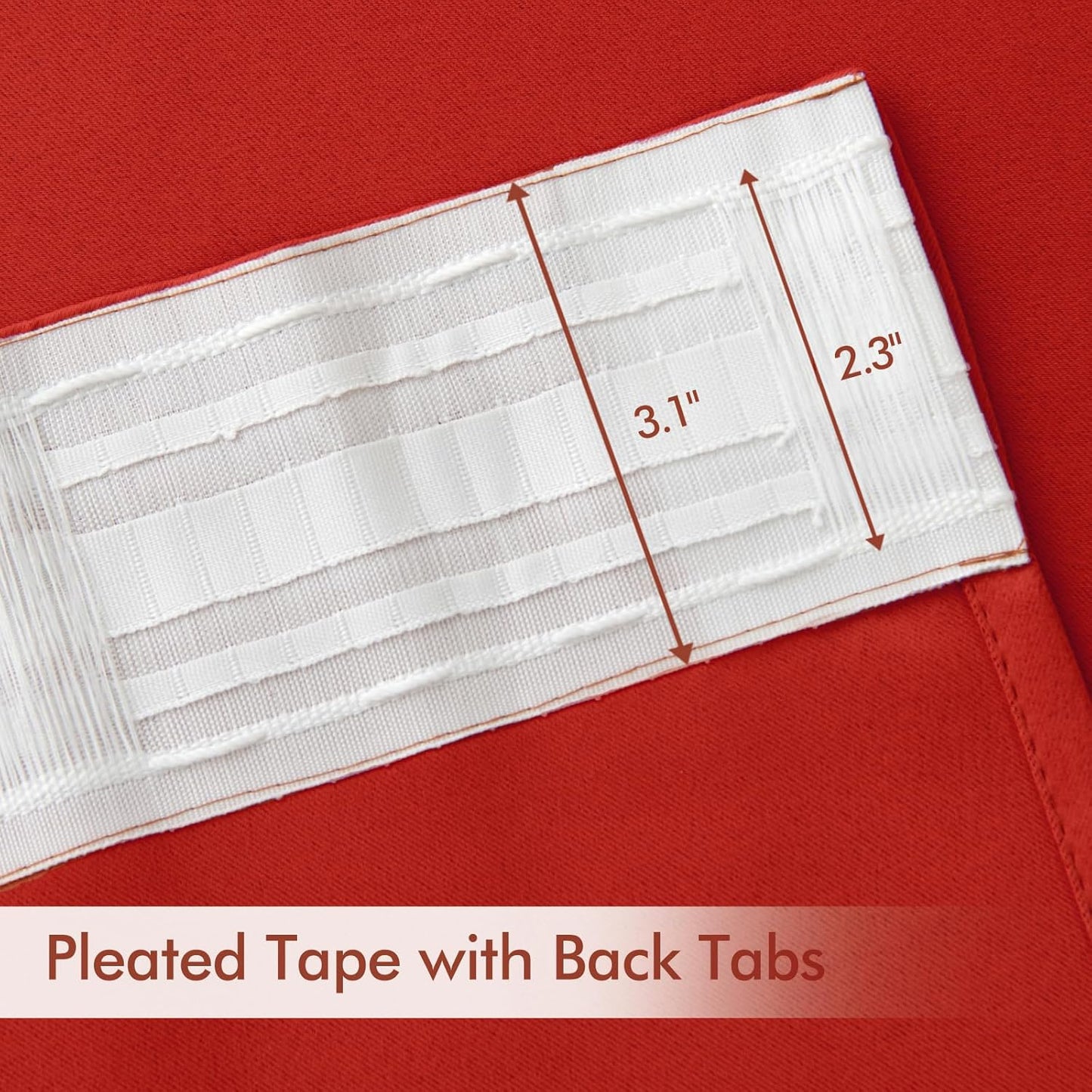 MIULEE Red Back Tab Blackout Curtains 102 Inch Long 2 Panels Set for Living Room Bedroom, Rod Pocket/Pinch Pleated Thermal Insulated Room Darkening Light Blocking Floor to Ceiling Drapes
