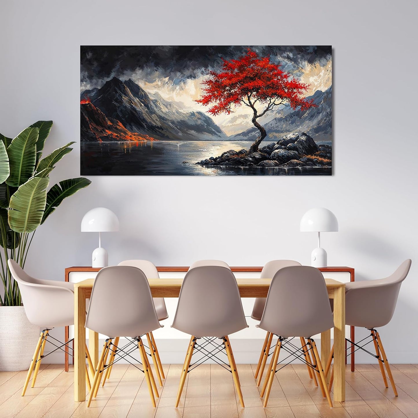 Canvas Wall Art Decor Wall Art Decorations for Living Room Black and White Vintage Wall Art Nature Landscape Wall Art Prints Art Work for Wall Decor Red Artwork for Walls Home Office Decor 20" X 40"