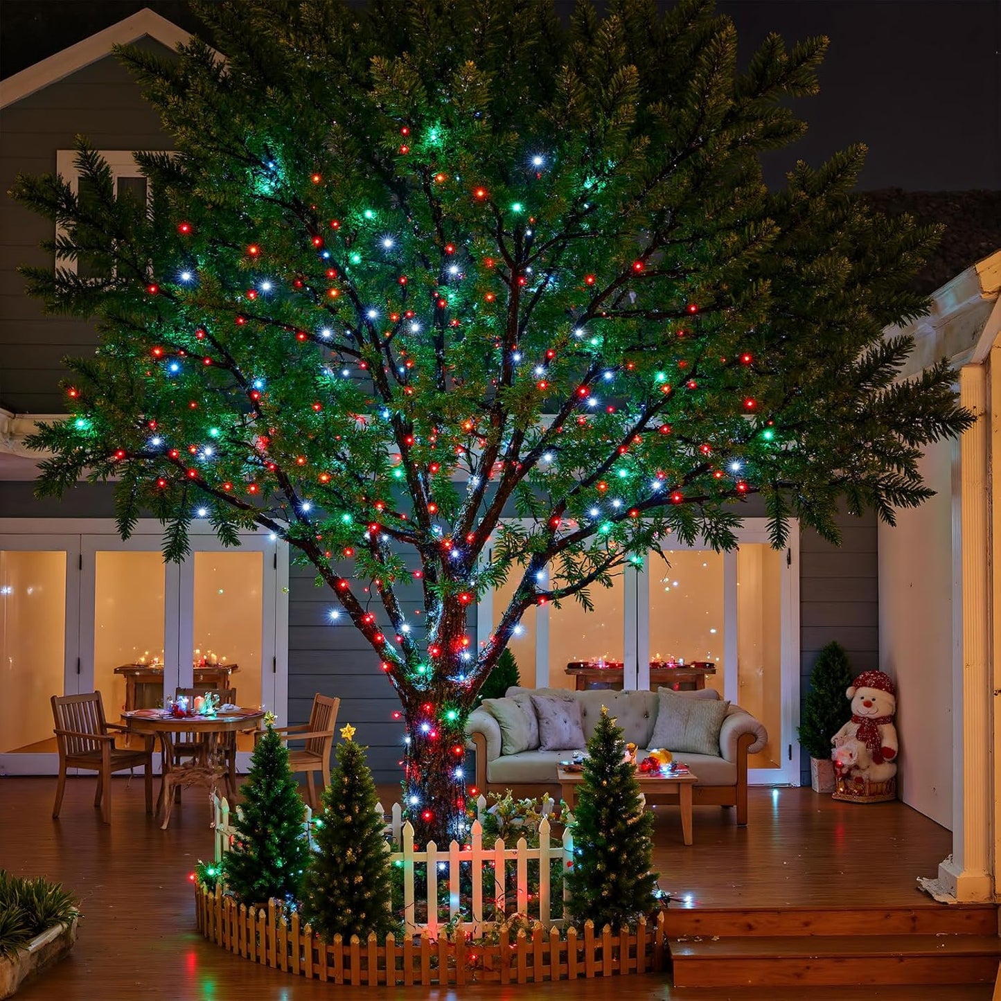 66FT 200 LED Christmas Lights Outdoor, Christmas Tree Lights with 8 Modes Waterproof, Plug in Connectable String Twinkle Light Green Wire for Tree Patio Wedding Party Decorations, Red White Green