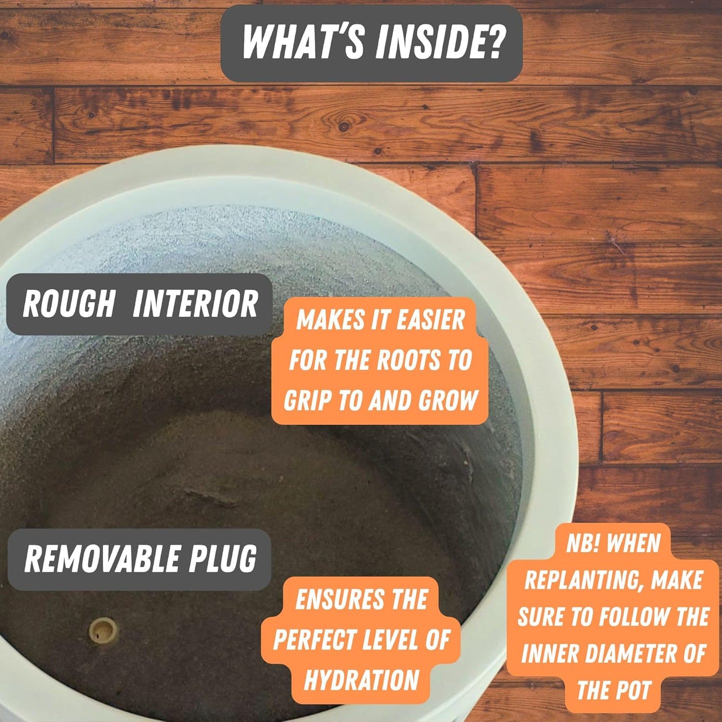 Fox & Fern 10 Inch Plant Pot with Drainage Plug — Premium Lightweight Fiberstone Glossy White Planter; Indoor & Outdoor Planter; 10 Inch Pots for Plants; Weather Resistant & UV Resistant