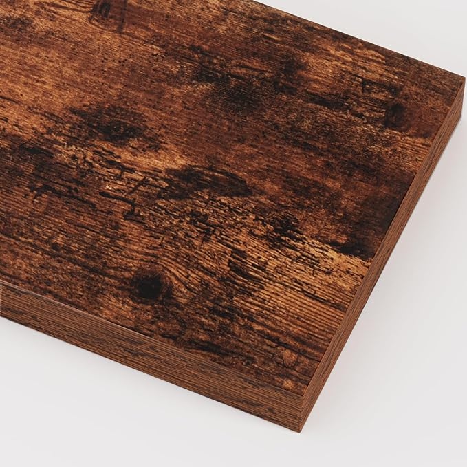 Heimlove 12 Inch Deep Floating Shelves, 12 x 12 inches Long Wall Shelf, Large Extra Display Shelf & Storage Shelf, Rustic Wood Wall Shelves for Fireplace Mantel, Brown - 2Pack