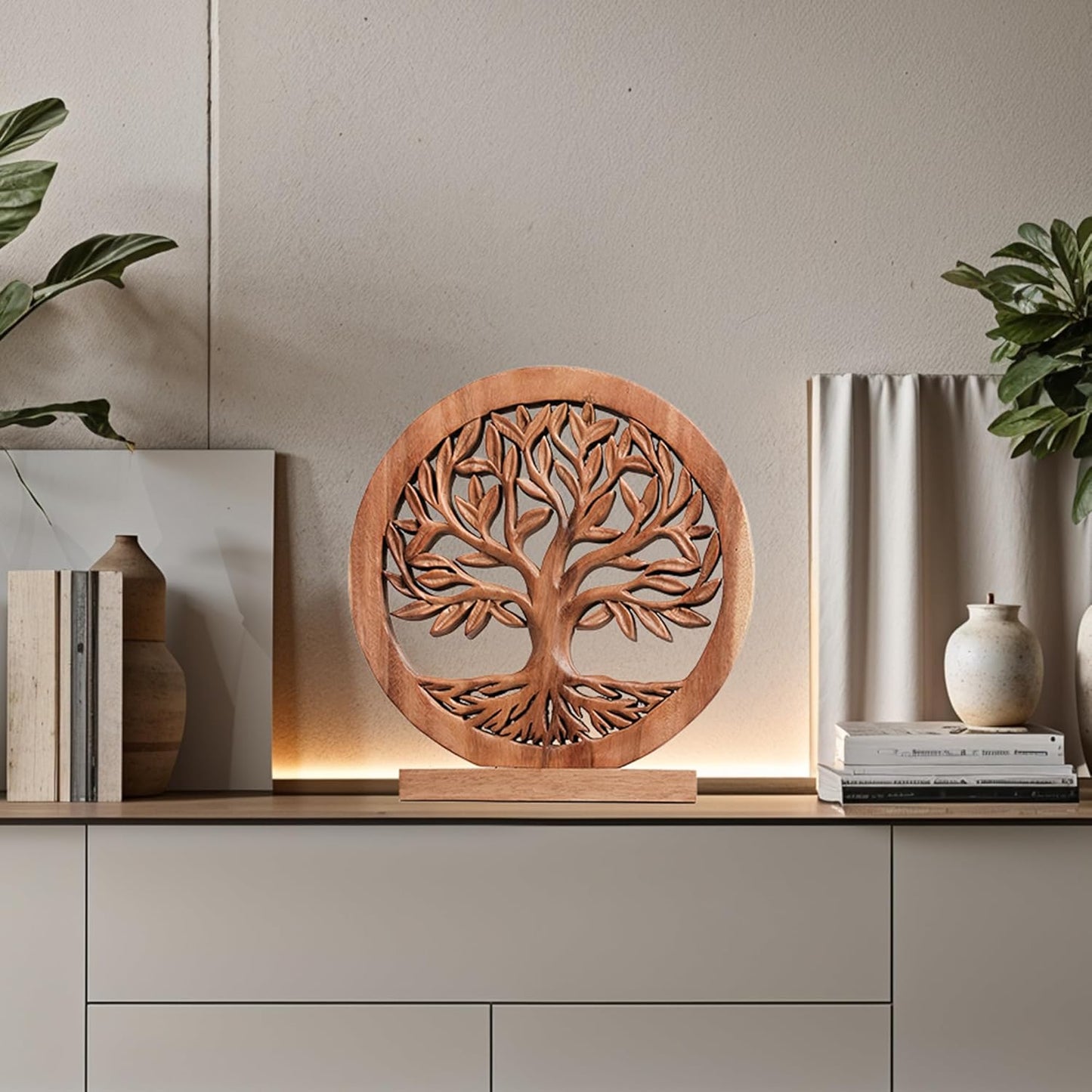 Decozen Solid Wood Tree of Life Sculpture - Home Decor, Living Room, Boho, Shelf, Coffee Table, Centerpiece Table Decorations, Mantle, Dining Table Centerpiece, Bathroom Shelf, Entryway, Farmhouse