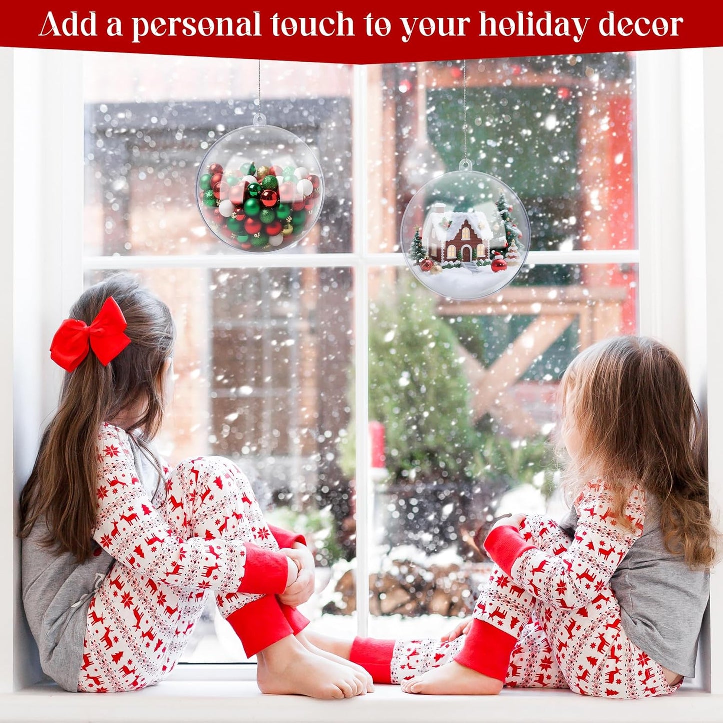 ANVAVO 2 Pieces 20 cm Christmas Clear Plastic Fillable Ball Ornaments DIY Craft Transparent Baubles Shatterproof Christmas Tree Hanging Ornaments for Xmas New Years Birthday Wedding Home Decor