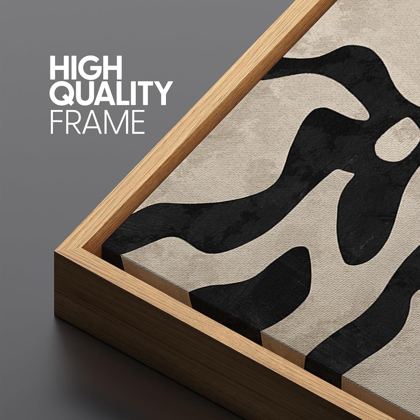 MUDECOR Extra Large Framed Canvas Print Wall Art Abstract Contours Black and White Illustrations Antique Retro Fine Art Illustrations Decorative Colorful for Bedroom - 60"x30"