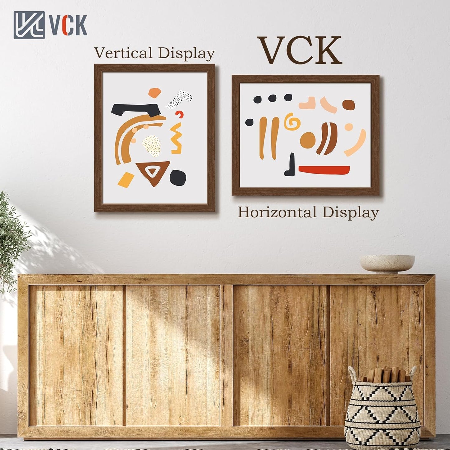 VCK 16x20 Picture Frames for Wall 3 Pack, Brown Wood Poster Frame with Exclusive Wood Grain, Wall Mounting Hanging