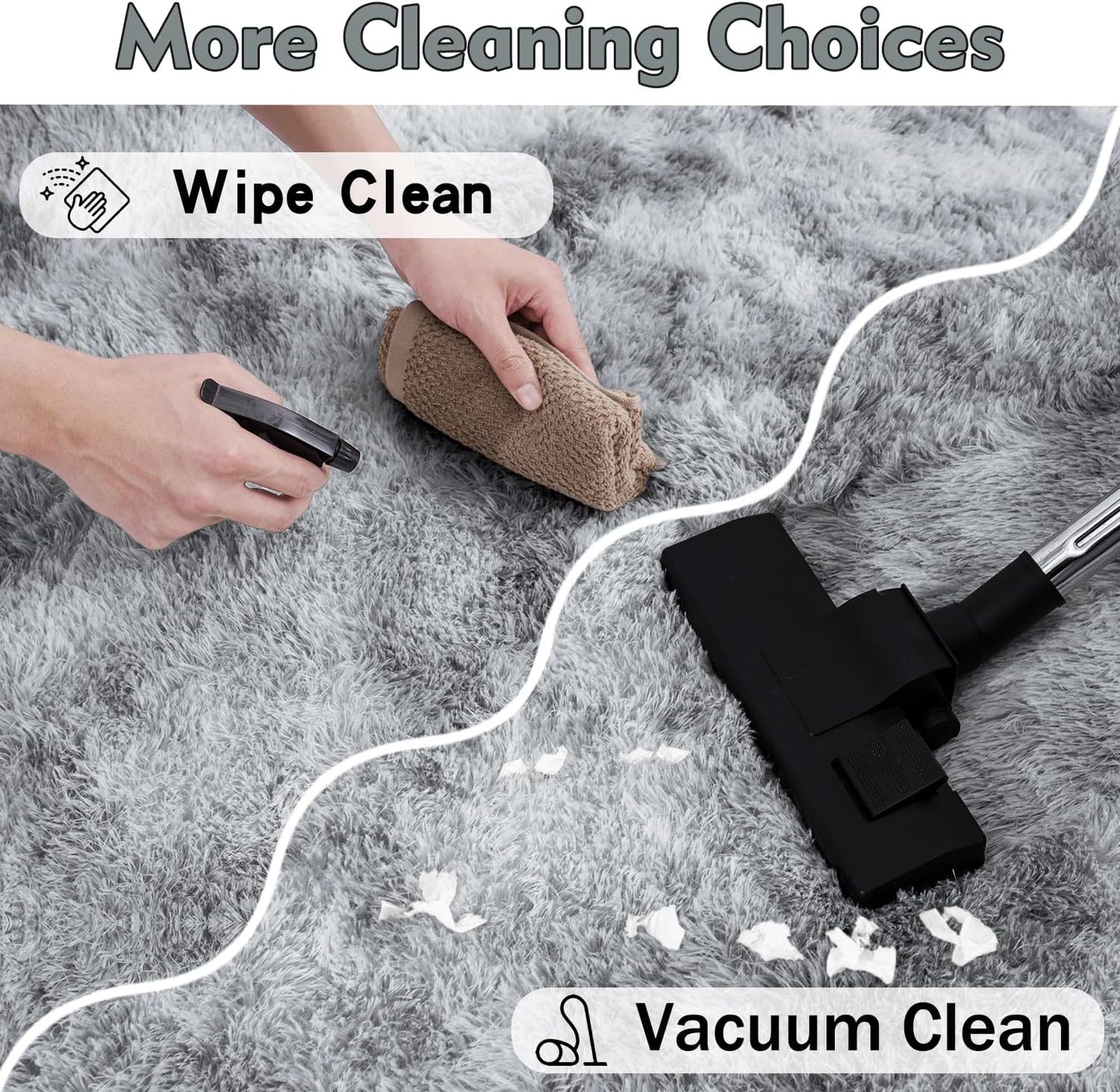 Rezutan Rugs for Living Room, Area Rug 5x7 Fluffy Rug Carpet, Soft Shaggy Modern Floor for Kids Boys Girls Bedroom, Plush Fuzzy Dorm Rug,Grey Tie-Dyed